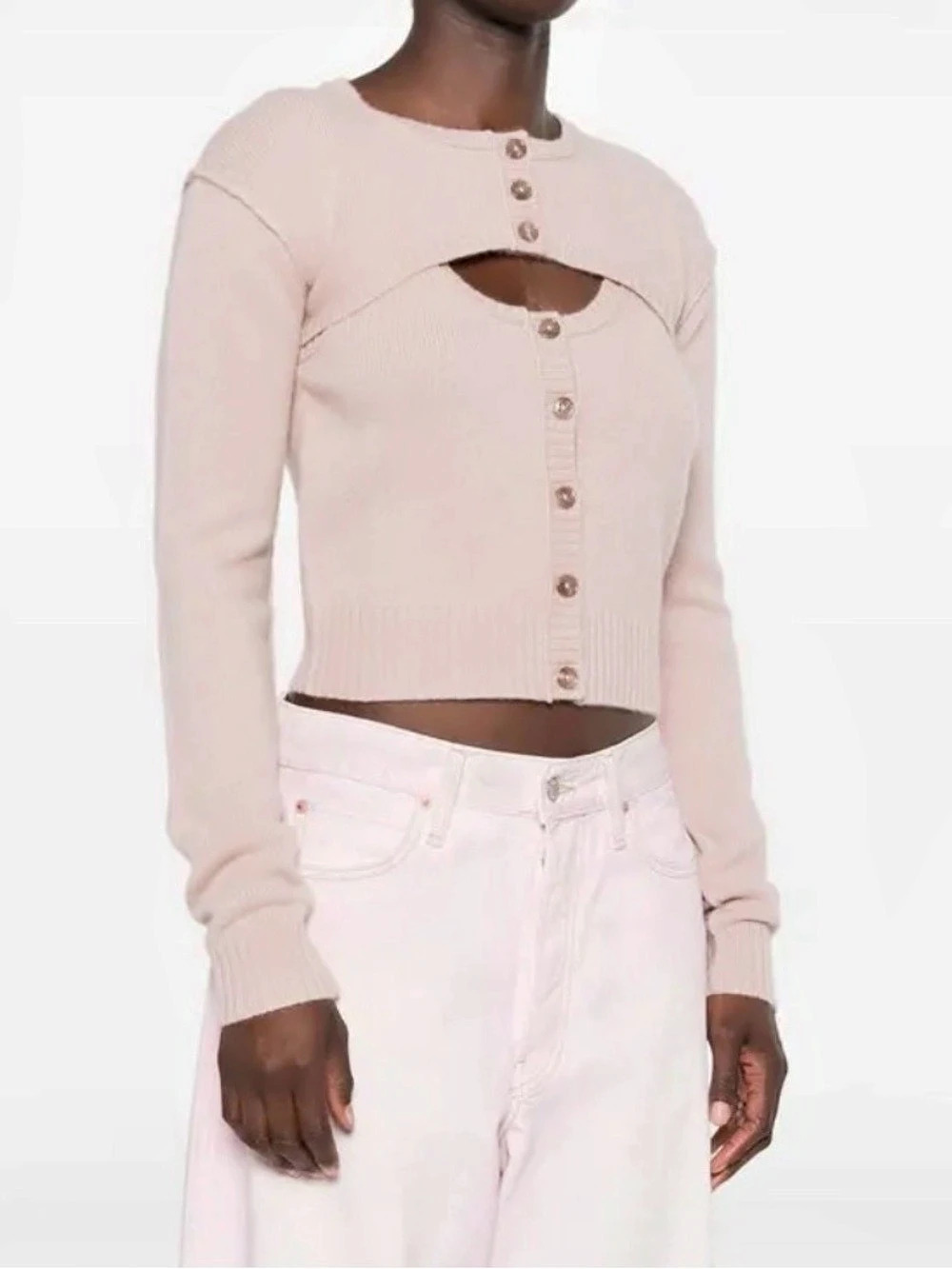 Acne Studios knit cardigan set in dusty rose